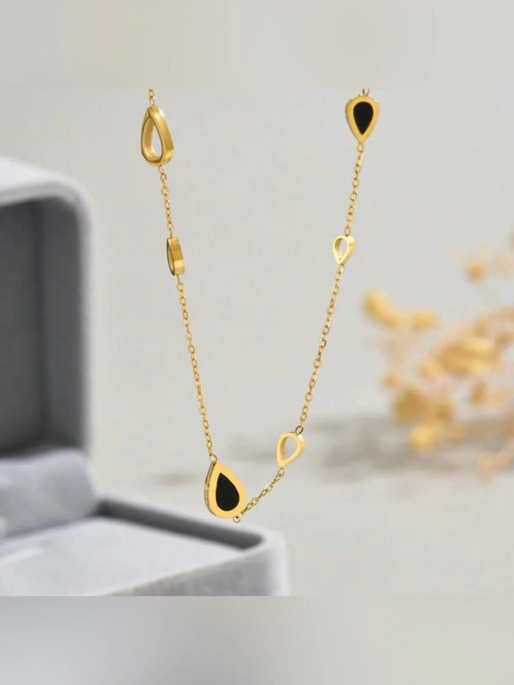 Gold Plated Stainless Steel Teardrop Necklace
